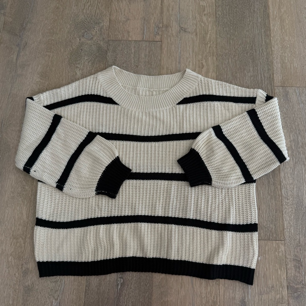 Striped Black and Cream Women's Sweater